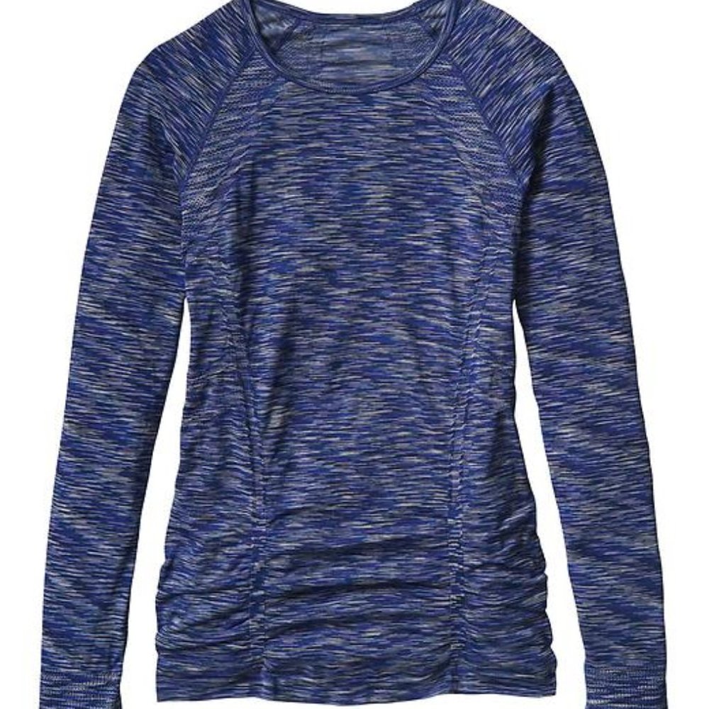 NWOT Athleta Fastest Track Top Space Dye Caspian blue $69